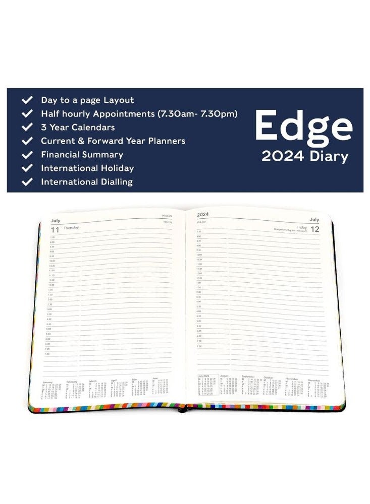 Collins Collins Edge Rainbow 2024 Diary A5 Day to Page Planner (with Appointments) - Lifestyle Planner and Organiser for Office, Work, Personal and Home - Daily -RED  - Image 3