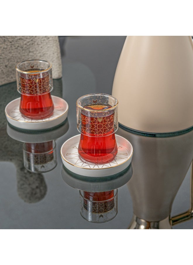 Dallaty Dallaty white porcelain and glass tea cups set 12 pcs  - Image 1