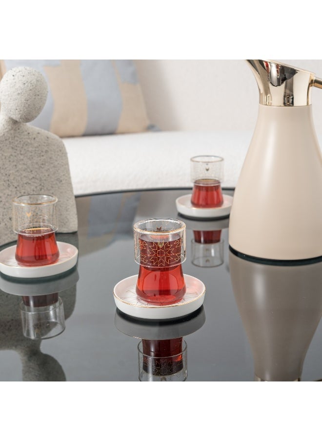 Dallaty Dallaty white porcelain and glass tea cups set 12 pcs  - Image 3