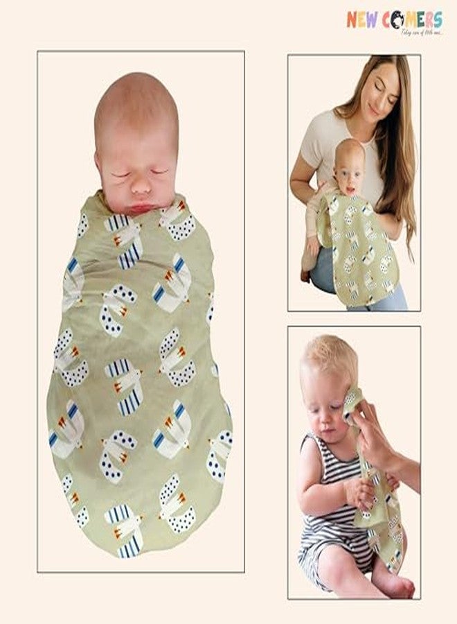 NEW COMERS Baby Muslin Cloth Set | 6 Pcs Double Layered Pure Cotton Swaddle Wrap | Soft & Absorbent Baby Burp Cloth & Reusable Washcloth Towels, White (SBW_12) - Image 3