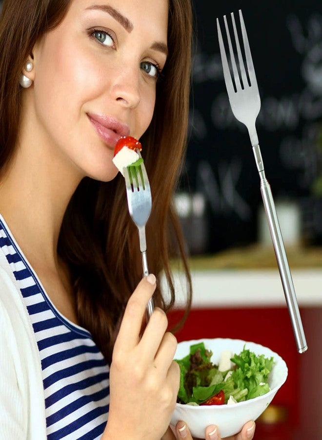 Flylin Extendable Fork, 2pcs 8.7 to 25.4in Expandable Fork for Jokes, Telescopic Stainless Steel Dinner Forks for BBQ, Salad, Dinner, Fruit and Dessert - Image 5
