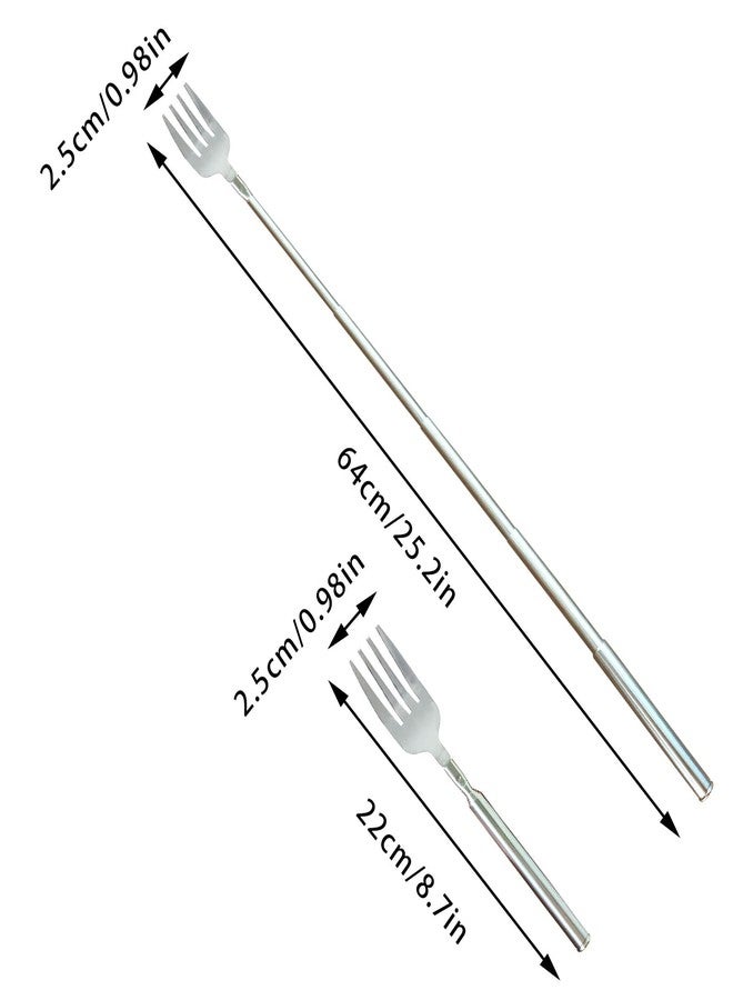 Flylin Extendable Fork, 2pcs 8.7 to 25.4in Expandable Fork for Jokes, Telescopic Stainless Steel Dinner Forks for BBQ, Salad, Dinner, Fruit and Dessert - Image 3