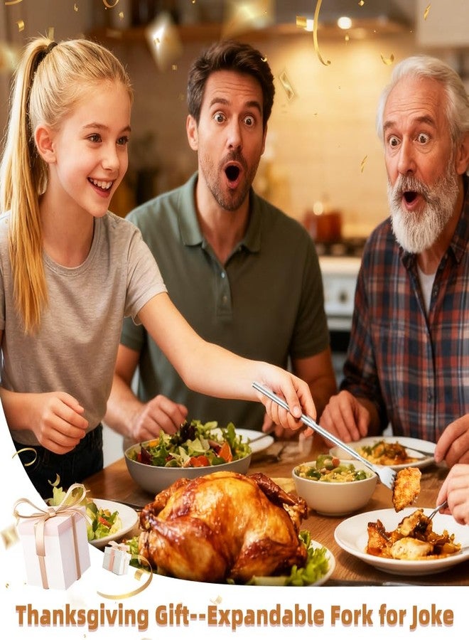 Flylin Extendable Fork, 2pcs 8.7 to 25.4in Expandable Fork for Jokes, Telescopic Stainless Steel Dinner Forks for BBQ, Salad, Dinner, Fruit and Dessert - Image 2