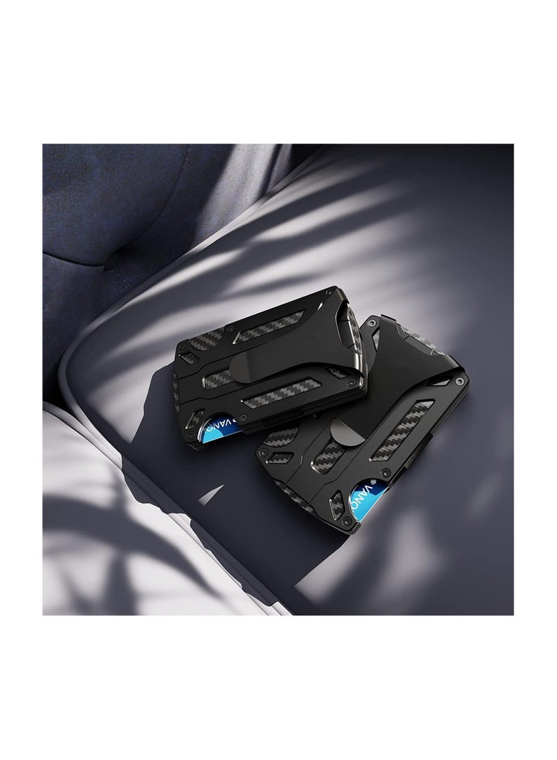 SOLARAE Wallet for Men, Carbon Fiber Money Cilp, Minimalist Front Pocket, RFID-Blocking Card Holder, Metal Wallets, Minimalist Slim Wallet for Men,  Credit Card Holder (Carbon Fiber, Billfold) - Image 5