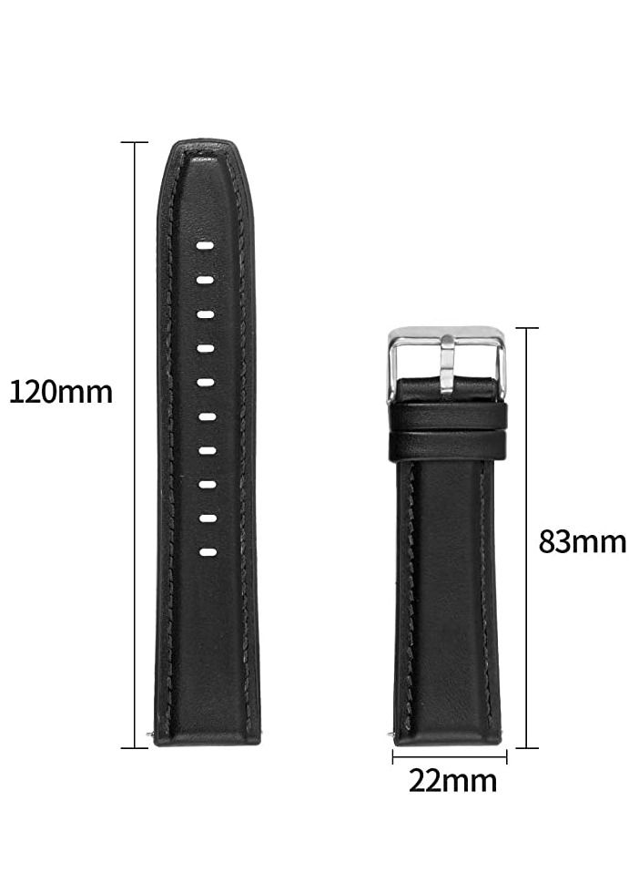 Watch Leather-Silicone Hybrid Watch Bands - 22mm For Xiaomi Amazfit GTR3 / GTR 4 / GT R2 / GTR2E- Sport Black - Image 3