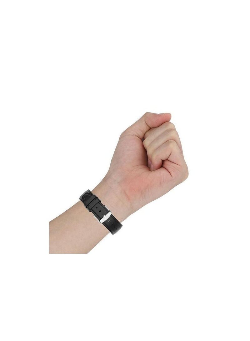 Watch Leather-Silicone Hybrid Watch Bands - 22mm For Xiaomi Amazfit GTR3 / GTR 4 / GT R2 / GTR2E- Sport Black - Image 5