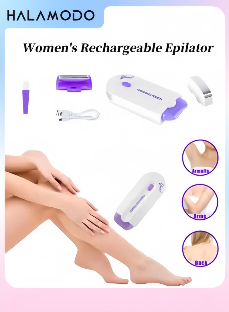 أداة إزالة الشعر النسائية القابلة لإعادة الشحن والمحمولة لإزالة الشعر غير المؤلمة أداة إزالة الشعر الحريرية الناعمة الحريرية لإزالة الشعر بدون ألم فوري بدون حلاقة على أي جزء من الجسم هدية لعيد الأم - Image 1