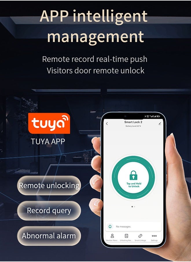 Generic Smart Door Lock, Fingerprint Smart Door Lock, Electronic Deadbolt with 6 Ways Password, TUYA Control, Fingerprint and Key  - Image 2