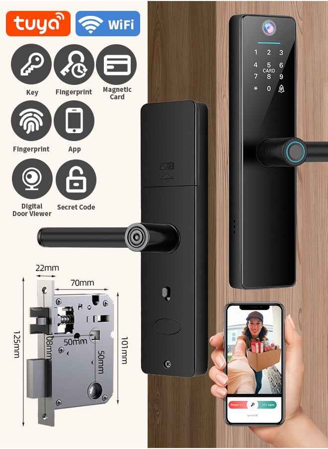 Generic Smart Door Lock, Fingerprint Smart Door Lock, Electronic Deadbolt with 6 Ways Password, TUYA Control, Fingerprint and Key  - Image 1