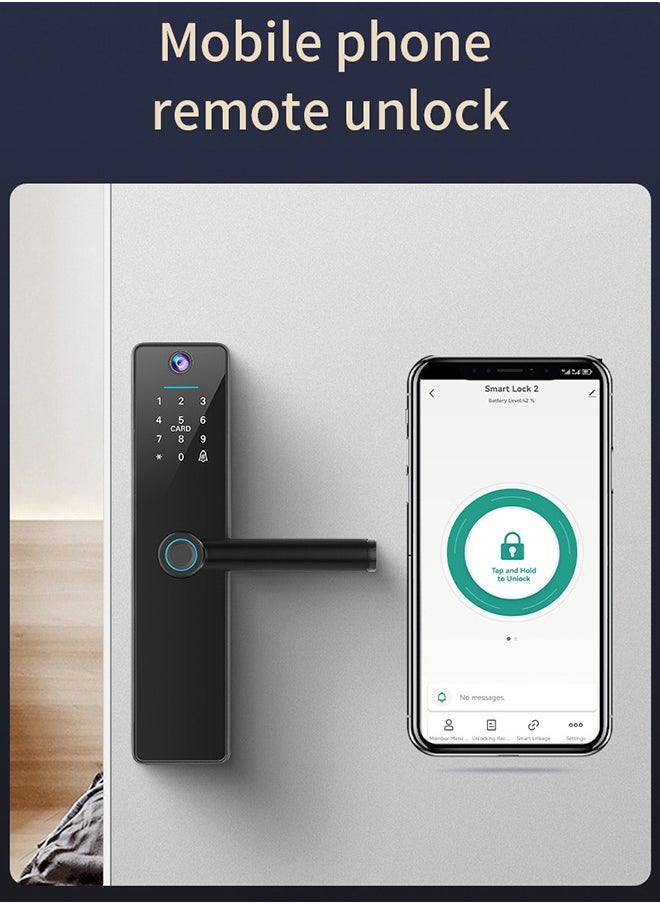 Generic Smart Door Lock, Fingerprint Smart Door Lock, Electronic Deadbolt with 6 Ways Password, TUYA Control, Fingerprint and Key  - Image 3