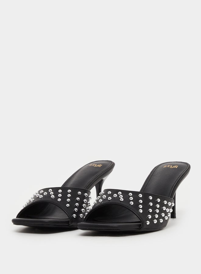 Studded Open Toe Stiletto Heel Sandals