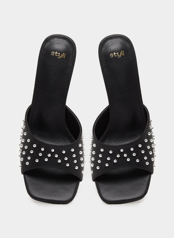 Studded Open Toe Stiletto Heel Sandals