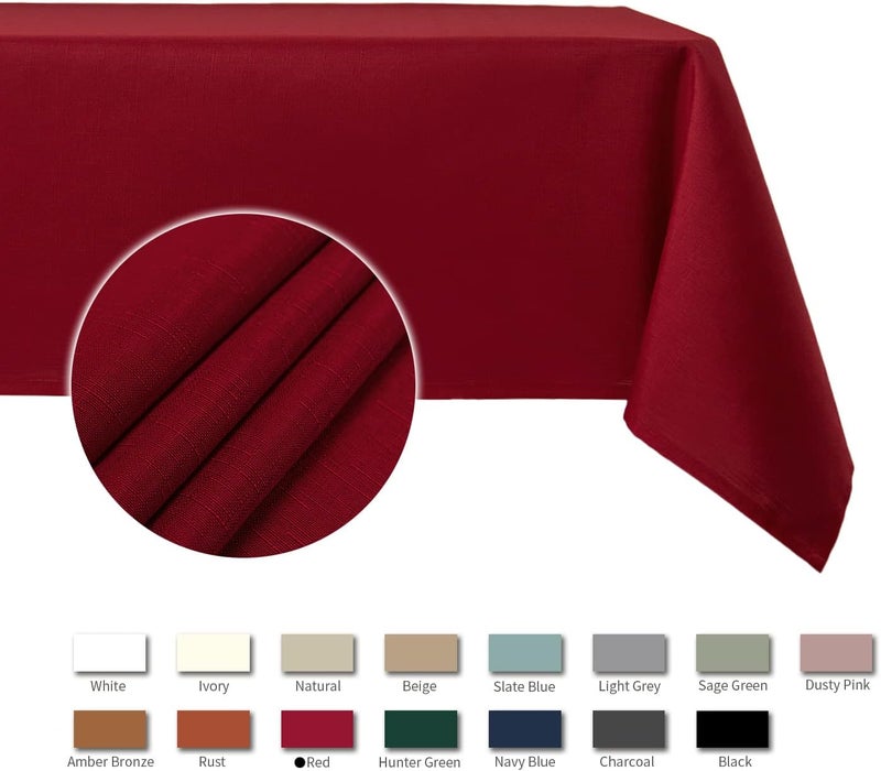 maxmill Rectangle Slubby Textured Tablecloth Waterproof Spillproof Wrinkle Free Table Cloth Kitchen Dining Tabletop Decoration Fabric Table Cover for Christmas Holiday Dinner 52 x 70 Inch Red - Image 4