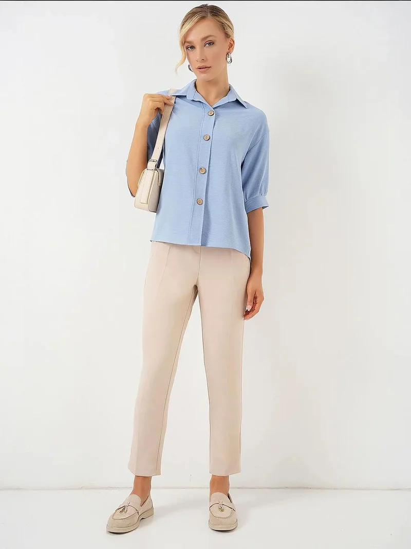 BIG DART BDART Oversized Crepe Shirt with Button Closure