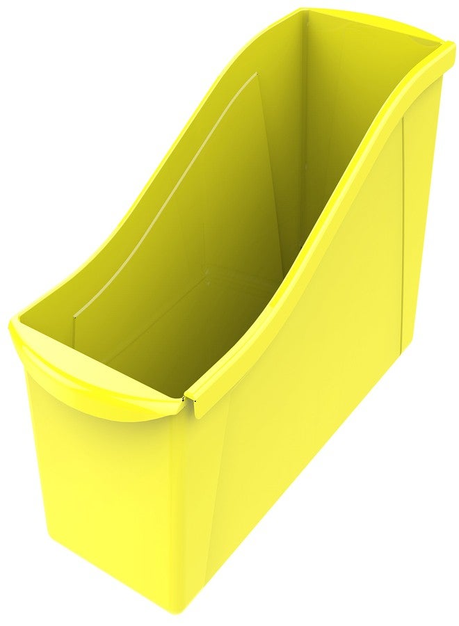 Storex Large Book Bin, Interlocking Plastic Organizer for Home, Office and Classroom, Yellow, 6-Pack (71105U06C) - Image 2