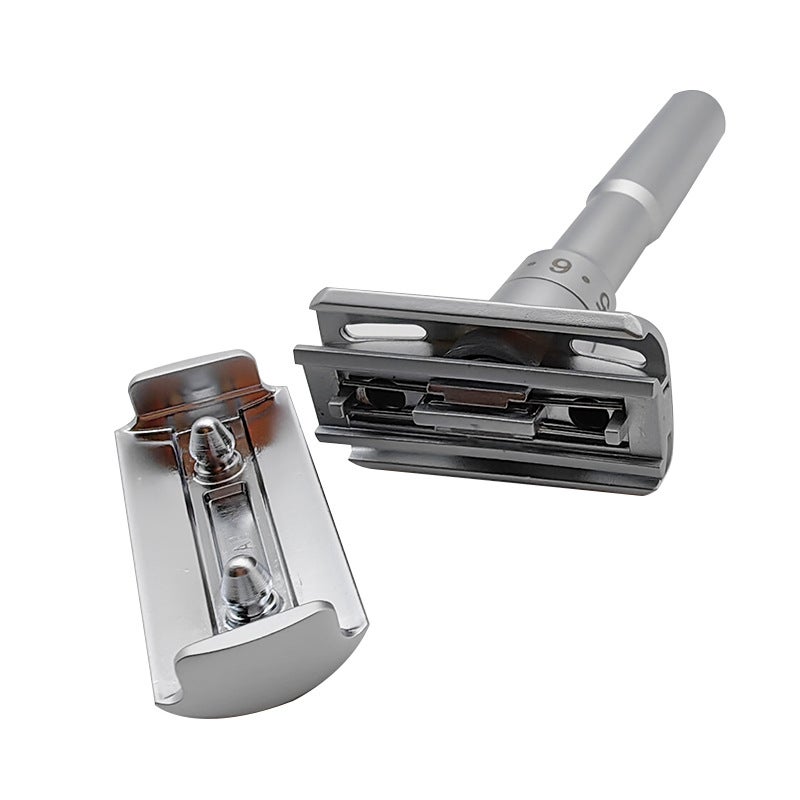 Safety Razor Razor Manual Razor Men'S Double-Sided Razor Blade Razor Blade Vintage Razor Silver - Image 3