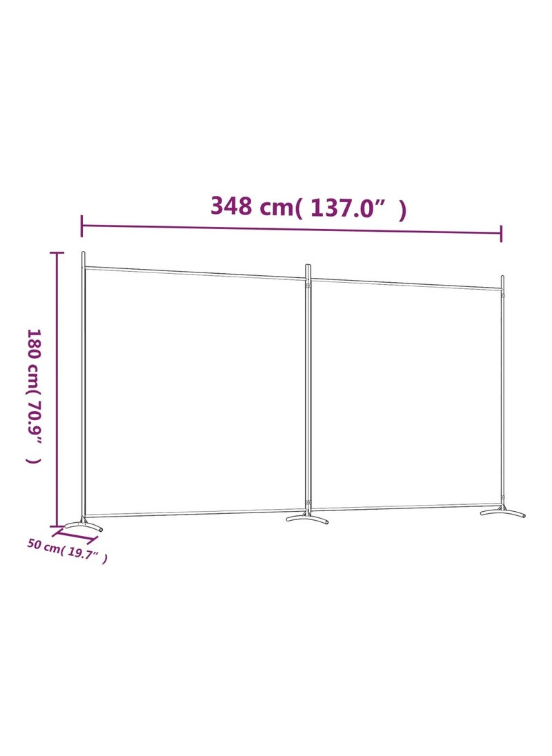 Privacy Partition 2-Panel Room Separator White 348x180 cm Room Divider Fabric Partition Wall
