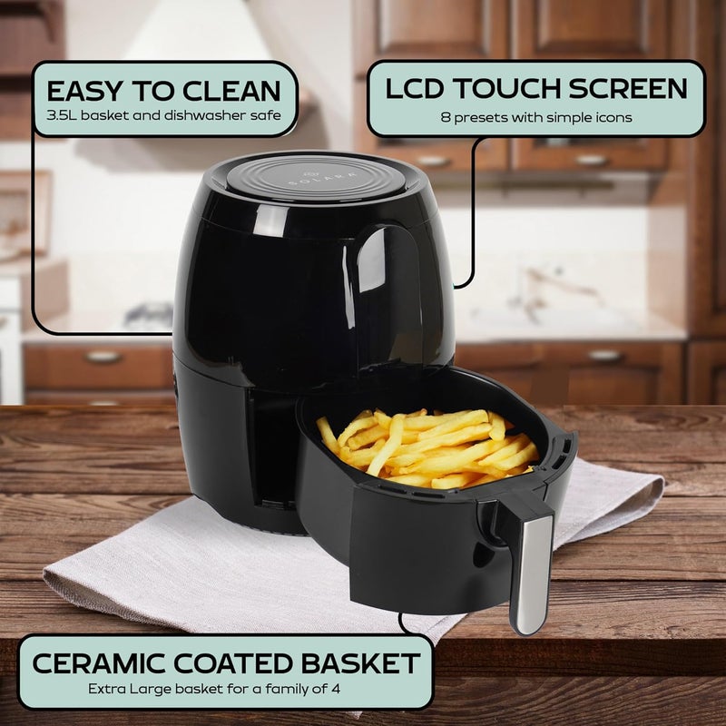 SOLARA SOLARA Large Digital Air Fryer for Home Kitchen with 6 Pre set modes for Indian cooking 35L basket Mobile app with 100 recipe eBook and Videos Black Large 35L - Image 5