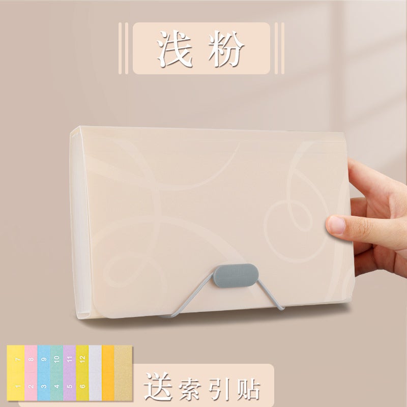 حقيبة تنظيم Qian Heng A6 متعددة الطبقات صغيرة لحفظ البيانات والفواتير والإيصالات من البلاستيك، حقيبة فواتير محمولة - Image 1