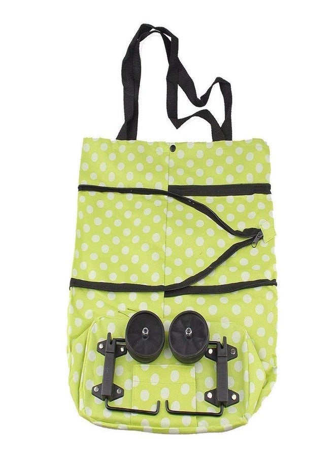 UK Enterprise Polyester Trolley Luggage Bags Traveling Vegetable Grocery Clothing Bag with Light Weight and Medium Size with Wheels for Girls Boys Women Ladies Men (Green) - Image 3