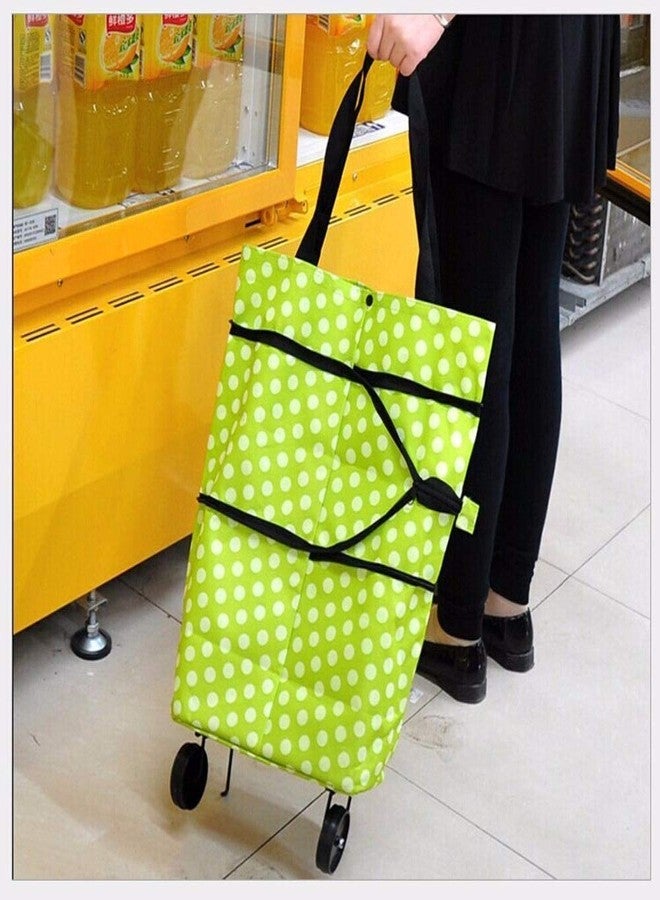 UK Enterprise Polyester Trolley Luggage Bags Traveling Vegetable Grocery Clothing Bag with Light Weight and Medium Size with Wheels for Girls Boys Women Ladies Men (Green) - Image 4