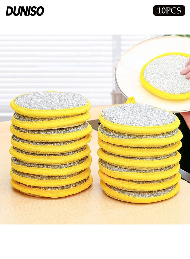 DUNISO 10 Pcs Kitchen Cleaning Sponges, Double Sided Non-Scratch Dishwashing Rags, Absorbent Scouring Pads,with Lanyard,Reusable,for Dishes, Pots, Pans, Non-Stick Cookware - Image 1