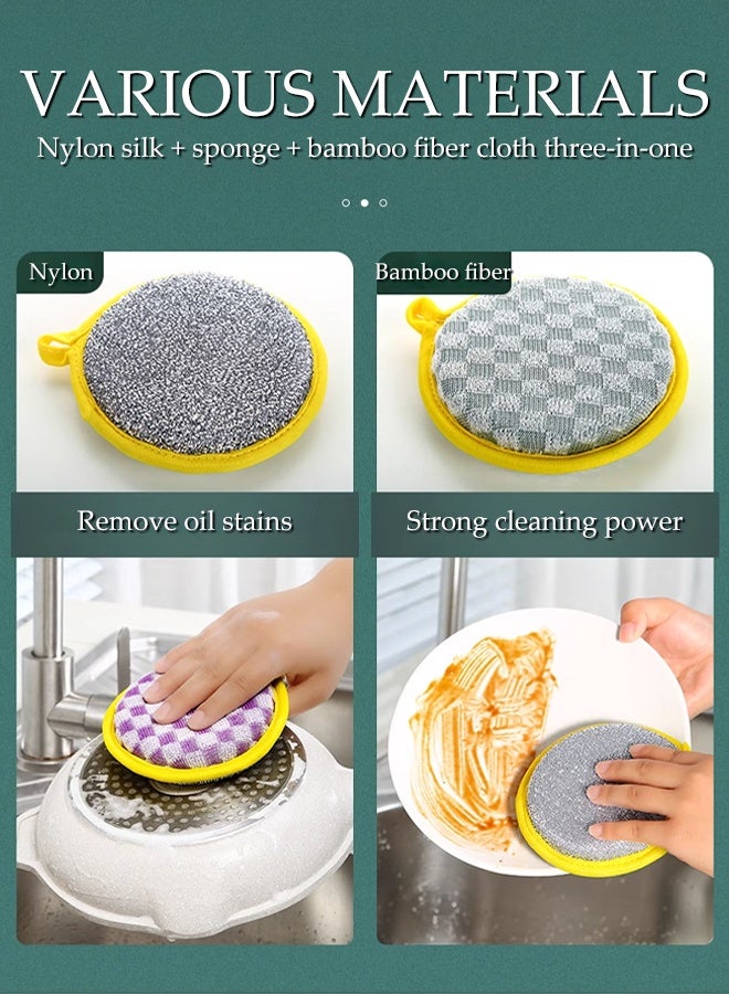 DUNISO 10 Pcs Kitchen Cleaning Sponges, Double Sided Non-Scratch Dishwashing Rags, Absorbent Scouring Pads,with Lanyard,Reusable,for Dishes, Pots, Pans, Non-Stick Cookware - Image 5