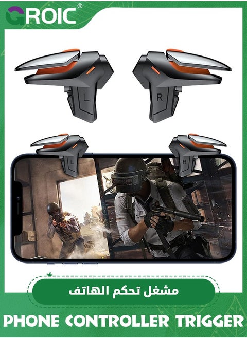 Black PUBG Game Controller Trigger, 1 Pair New Version Smart Phone Game Controller Gamepad Large Thickness, Sensitive Aim & Shoot PUBG Triggers for iOS/Android
