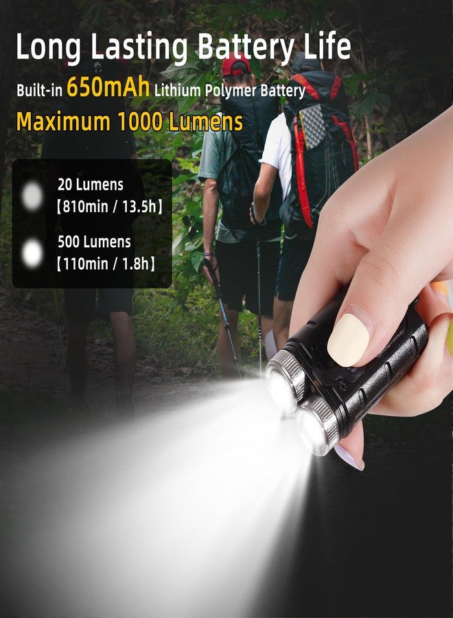 KunHe K2 2 Pack 1000 High Lumens Pocket Flashlight Keychain Flashlight with Tail Magnet Super Bright Rechargeable Stocking Stuffers Mini Small Portable - Image 2