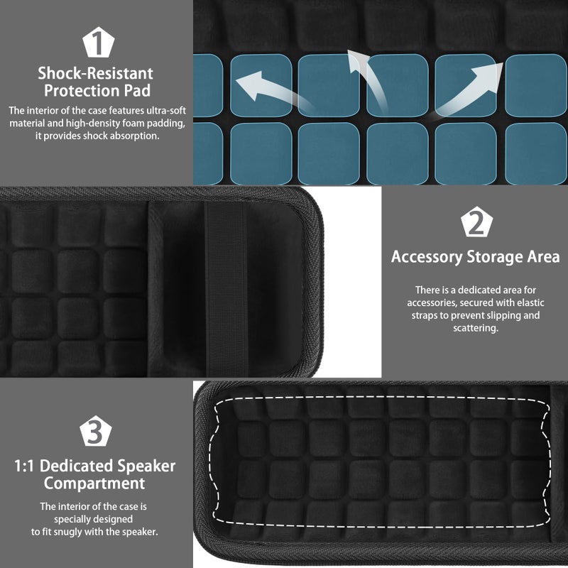 co2CREA Hard Travel Case Replacement for JBL Flip 7 Flip 6 FLIP 5 Waterproof Portable Bluetooth Speaker (Black Case + Inside Black) - Image 4