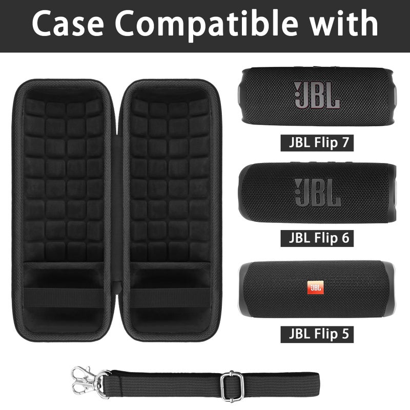 co2CREA Hard Travel Case Replacement for JBL Flip 7 Flip 6 FLIP 5 Waterproof Portable Bluetooth Speaker (Black Case + Inside Black) - Image 2