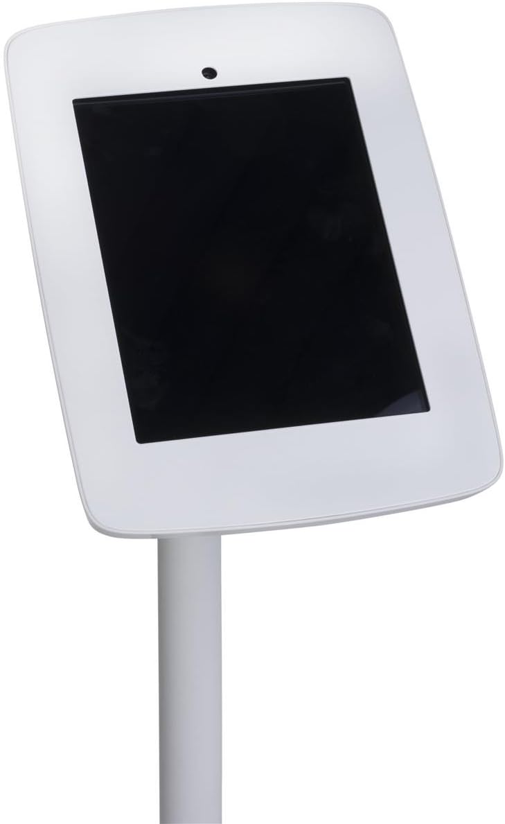 Displays2go White Retail Stand for iPad Steel  ABS Plastic Rotating  Tilting Covered Home Button  White TABFLWH - Image 4