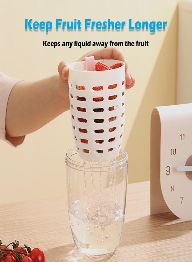 daasigwaa Fresh Fruit Salad Storage Cup To Go With Folding Handle, Lids, Fork & Drain Baskets, Reusable Leakproof Food Storage Containers With Removable Colander Keep Fresh Longer, 22 oz(Pink) - Image 2