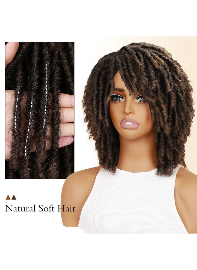 هان باروكة شعر مستعار قصير من HANNE Dreadlock، للنساء والرجال ذوي البشرة السمراء، باروكة شعر مستعار صناعي مجعد أفريقي، باروكة شعر كروشيه مضفرة (1B/30#)  - Image 3