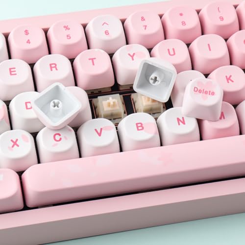 Tsungup MOA Keycaps-Cute Sakura,129 Keys Pink PBT Custom Cherry Blossom Keycaps 100 Percent,Dye Sub Key Caps Keyboard Keycap Set for MX Switches Mechanical Keyboard(only keycaps) - Image 5