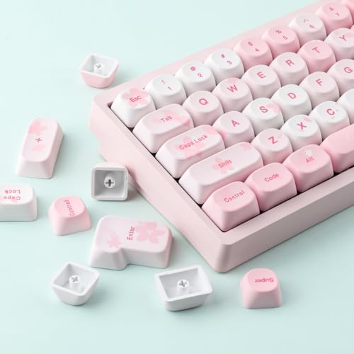 Tsungup MOA Keycaps-Cute Sakura,129 Keys Pink PBT Custom Cherry Blossom Keycaps 100 Percent,Dye Sub Key Caps Keyboard Keycap Set for MX Switches Mechanical Keyboard(only keycaps) - Image 4