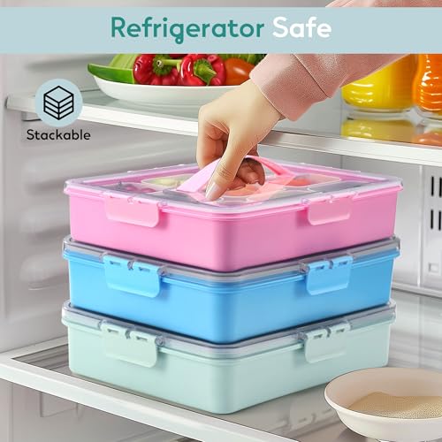 Sunhanny Snackle Box Container for Adults with 9 Compartment, Divided Serving Tray Snack Box Containers with Lid and Handle, Charcuterie Boxes Portable Snack Platter for Fruit Veggie Party Travel, Green - Image 5