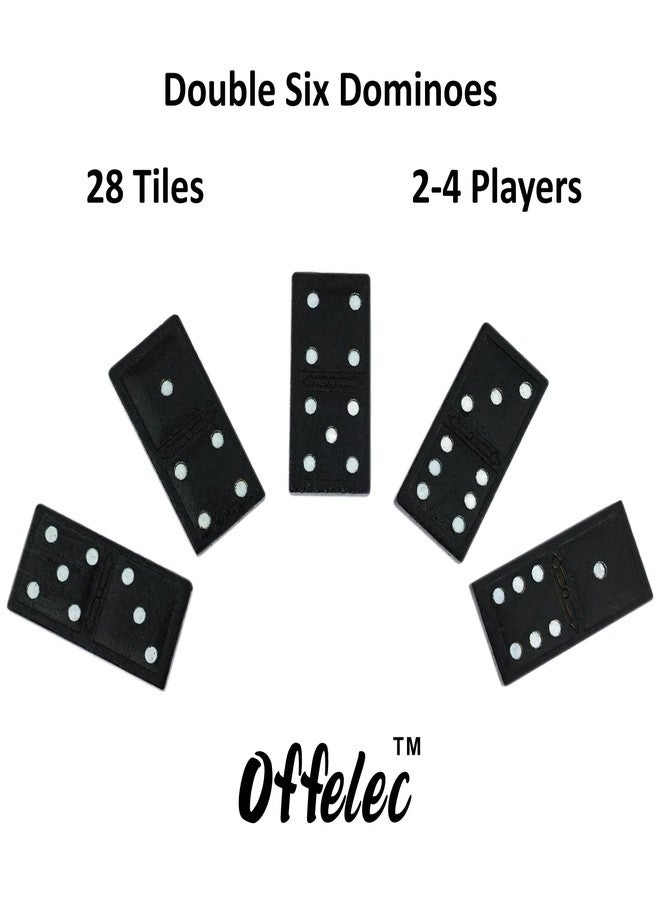 Offelec Wooden Double Six Dominoes Set for Kids Double 6 Dominoes Set 28 Pieces Classic Board Game Domino Set Classroom Game Family Games Night Ideal for 2-4 Players - Image 3