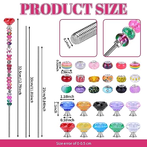 AIPRIDY 275 Pcs DIY Fairy Wand Garden Stakes Kit,Multiple Color Scheme European Beads Crystal Diamond Tops and 12 or 10 Inch Threaded Rods,Stainless Steel Stakes with Diamond Toppe(Rainbow) - Image 2