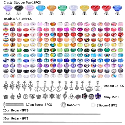 AIPRIDY 275 Pcs DIY Fairy Wand Garden Stakes Kit,Multiple Color Scheme European Beads Crystal Diamond Tops and 12 or 10 Inch Threaded Rods,Stainless Steel Stakes with Diamond Toppe(Rainbow) - Image 3