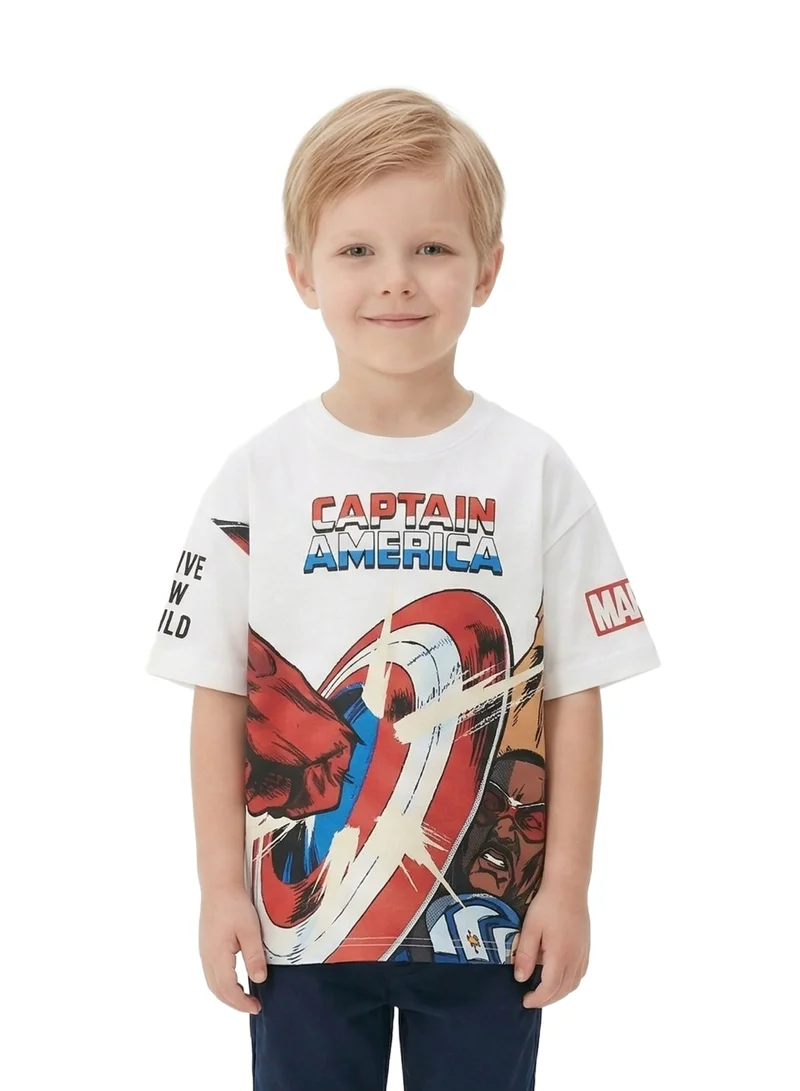 مارفل Toddler Boys Marvel Captain America Graphic Printed White T-Shirt