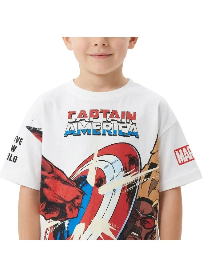 MARVEL  Toddler Boys Marvel Captain America Graphic Printed White T-Shirt for Kids | Best Price UAE