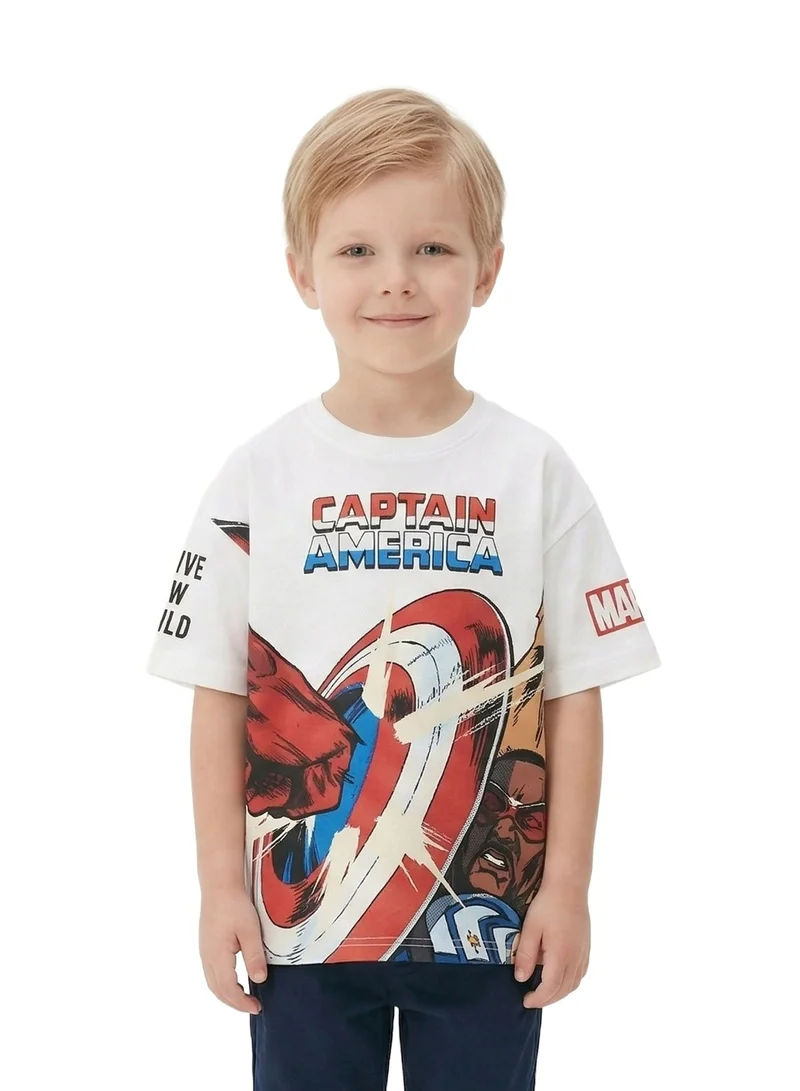 مارفل Toddler Boys Marvel Captain America Graphic Printed White T-Shirt