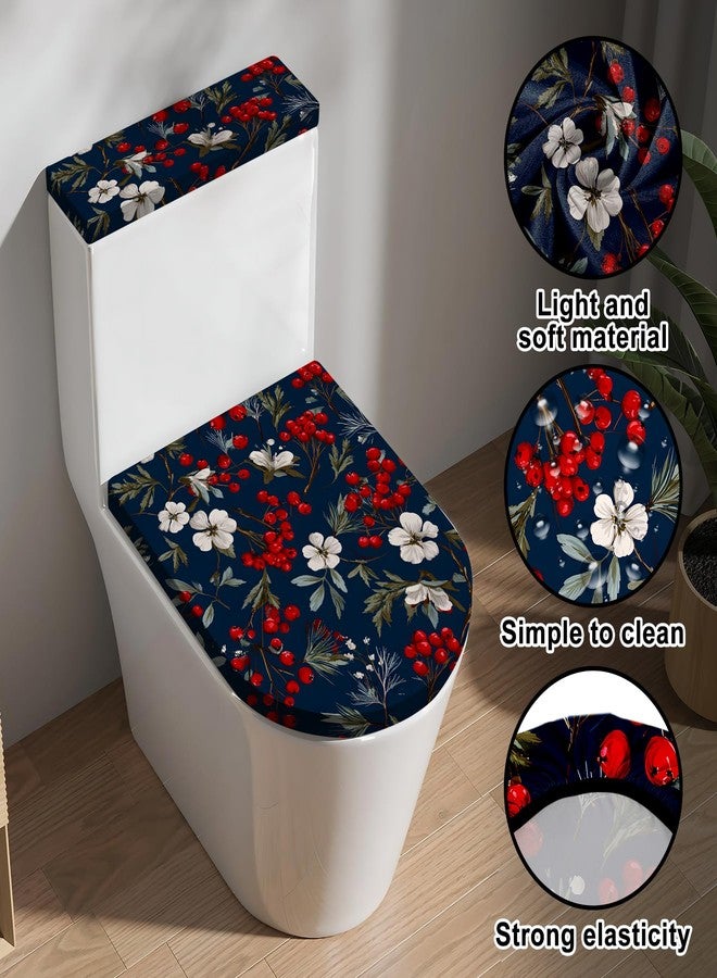seewan Christmas Toilet Lid Cover, Dust Splash Resistant Toilet Seat Cover and Toilet Tank Cover Set,Reusable Home Bathroom Accessory Decoration - Image 3