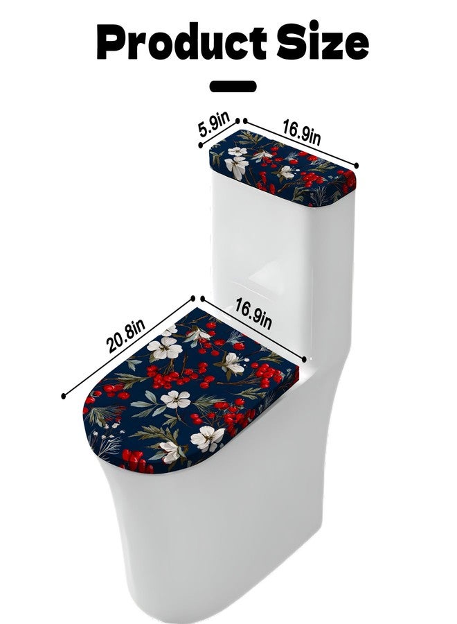 seewan Christmas Toilet Lid Cover, Dust Splash Resistant Toilet Seat Cover and Toilet Tank Cover Set,Reusable Home Bathroom Accessory Decoration - Image 2