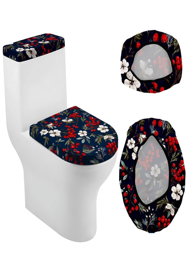 seewan Christmas Toilet Lid Cover, Dust Splash Resistant Toilet Seat Cover and Toilet Tank Cover Set,Reusable Home Bathroom Accessory Decoration - Image 1