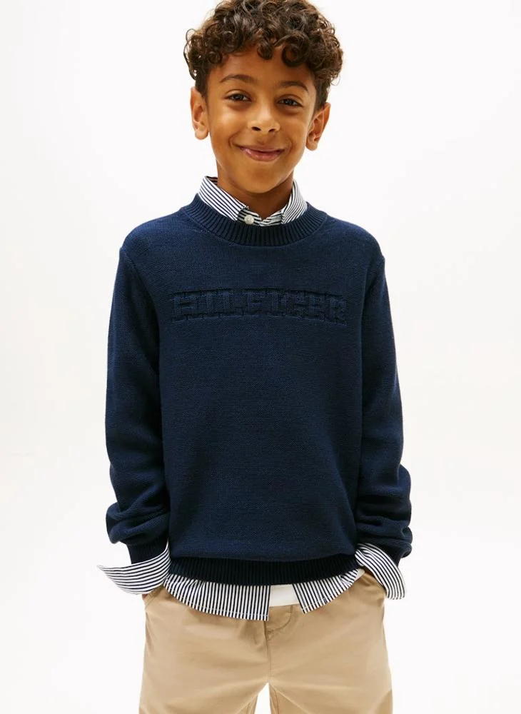 Tommy Hilfiger Dark Night Navy Kids Monotype Graphic Sweater for Men | Best Price UAE