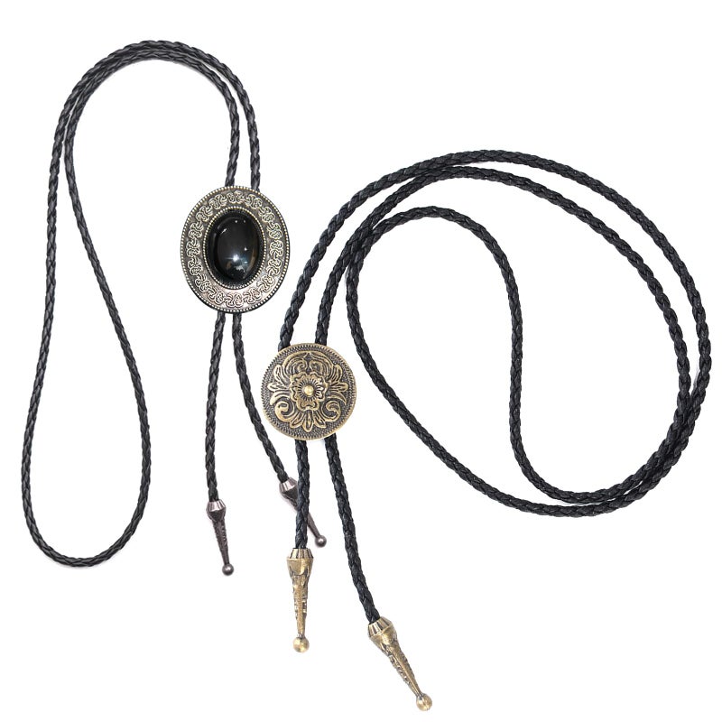 DVDKOLA Bolo Tie Handmade Vintage Bolo Ties for Men Western Cowboy Leather Necktie Bolo Tie Rodeo Accessories for Men Women 2Pcs - Image 1