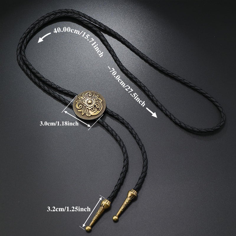 DVDKOLA Bolo Tie Handmade Vintage Bolo Ties for Men Western Cowboy Leather Necktie Bolo Tie Rodeo Accessories for Men Women 2Pcs - Image 3
