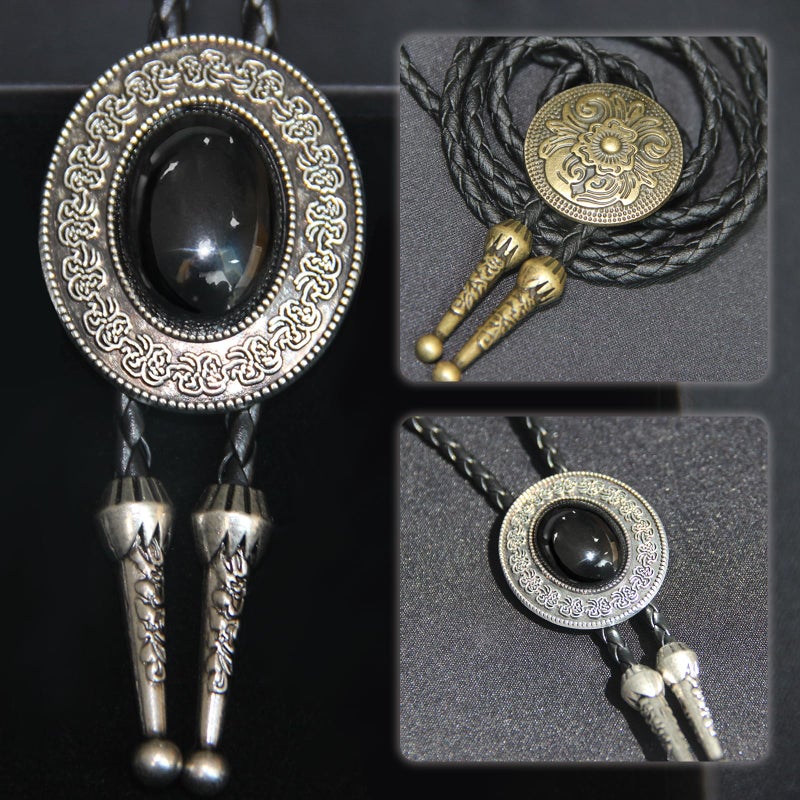 DVDKOLA Bolo Tie Handmade Vintage Bolo Ties for Men Western Cowboy Leather Necktie Bolo Tie Rodeo Accessories for Men Women 2Pcs - Image 5